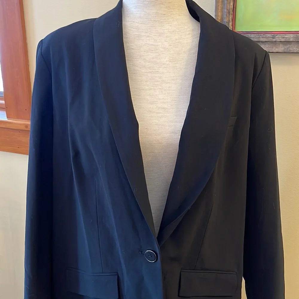 New Universal Standard Black Blazer Fitted Single Button Blazer Size 16 Longer - Picture 4 of 11